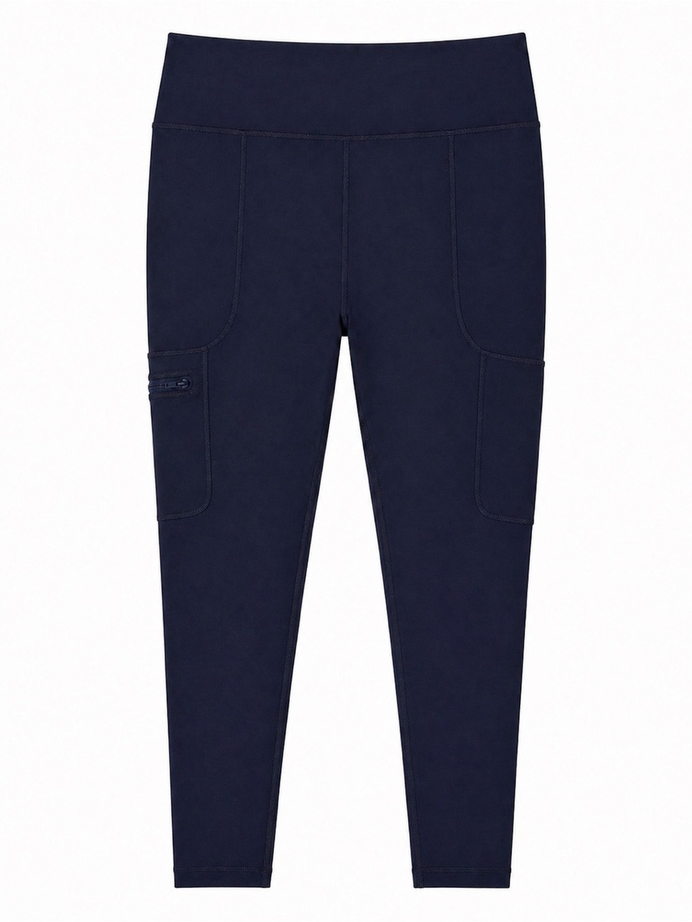 Active Wear 4X Navy High Waist Leggings Side Zip Pocket Stretch Durable Workout